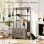 Enceinte de litière pour chat avec support de rangement - Mobilier de chat fermé avec hamac, boules en sisal et tapis à gratter - Solution de litière cachée pour la maison-130185979