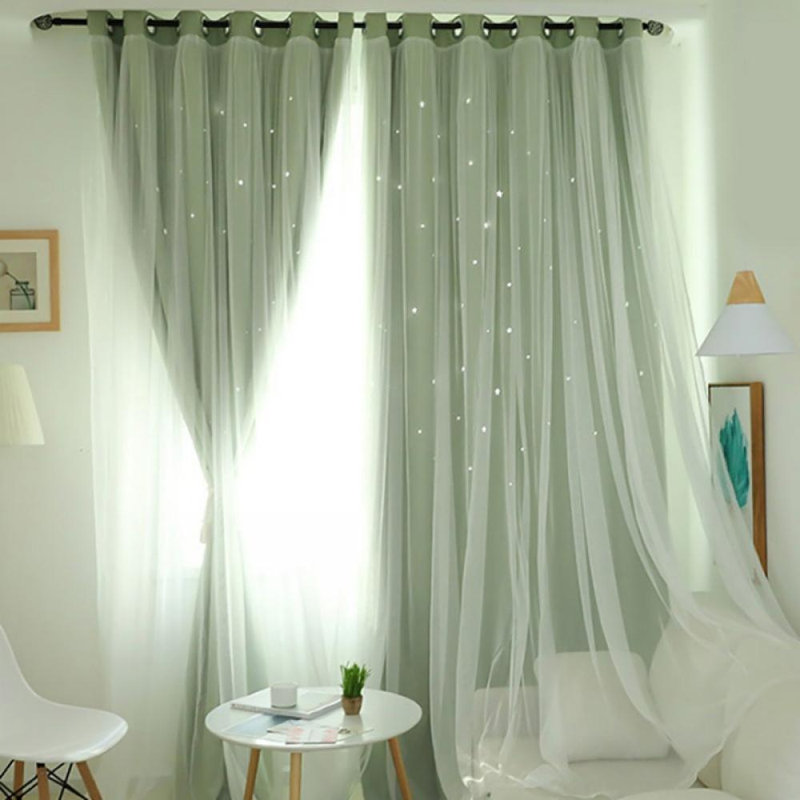 Rhames Geometric Blackout Grommet Sliding Panel, Green