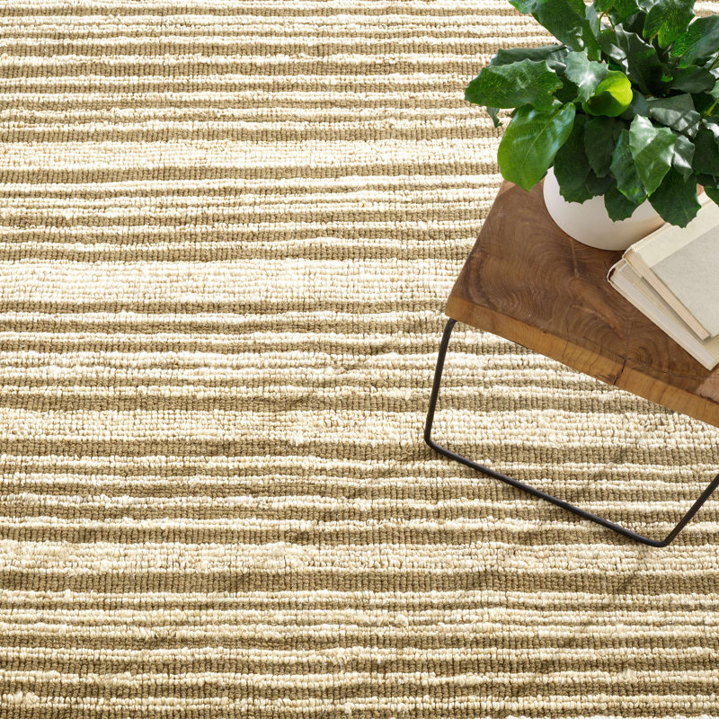 Calder Stripe Kelp Handwoven Jute Rug, Rectangle 5' x 8'