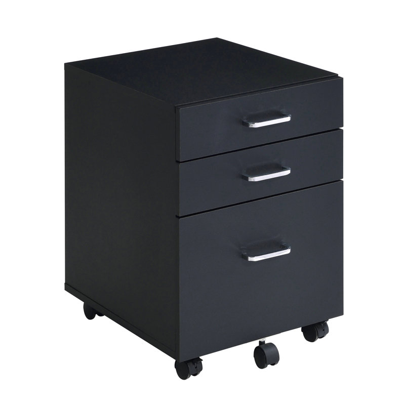 Armoire noire et classeur avec 3 tiroirs, mobilité incluse, fabrication