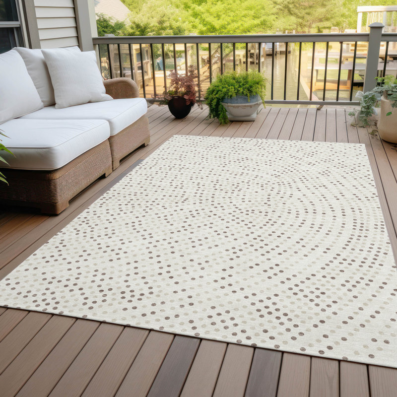 Mirelia Ivory Washable Indoor-Outdoor Rug - , 10' x 14'