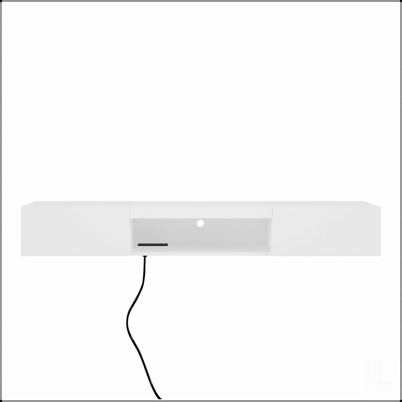 Wall Mounted Floating 65" TV Stand with 16 Color LEDs, White