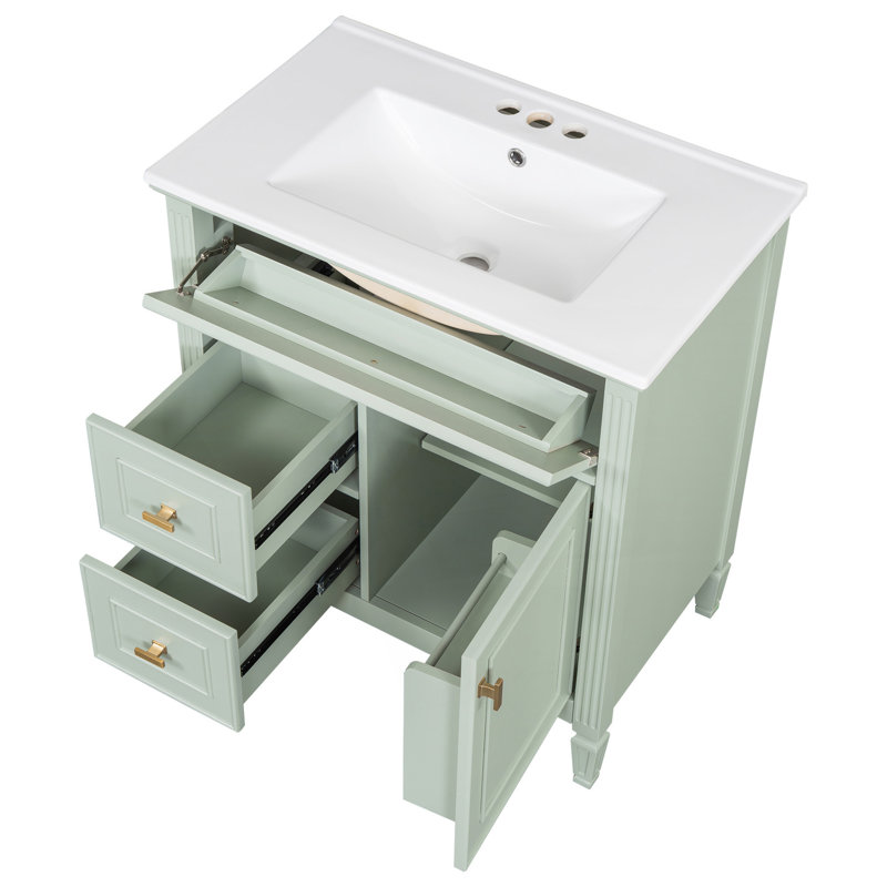Meuble-lavabo 30 po avec lavabo, Vert