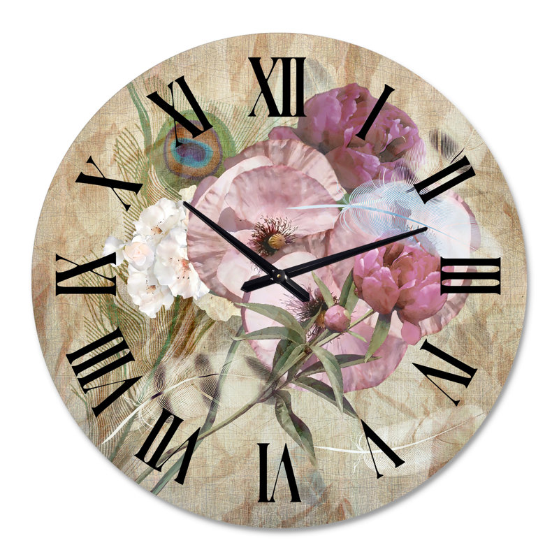 Iris Bouquet Floral Design - Horloge murale traditionnelle, Surdimensionné
