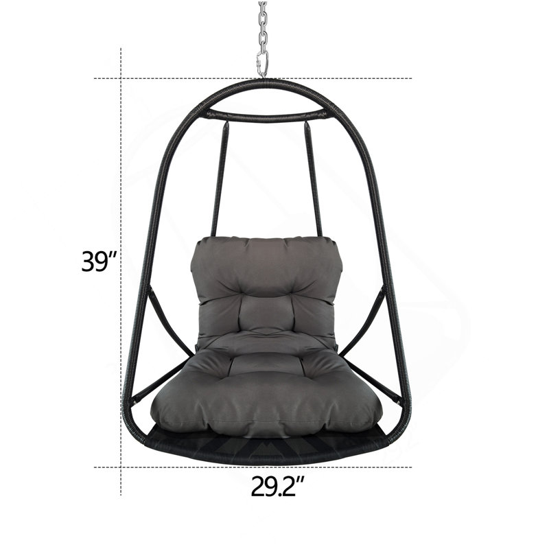 Without Stand Swing Egg Chair  Indoor Outdoor Wicker Rattan Patio Basket Hanging Chair With C Type Bracket , With Cushion And Pillow,Patio Wicker Folding Hanging Chair( Special Construction Cup Holder