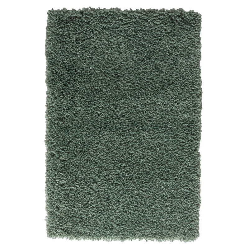 Lush shaggy carpet in  green, Rectangular 60 x 90cm