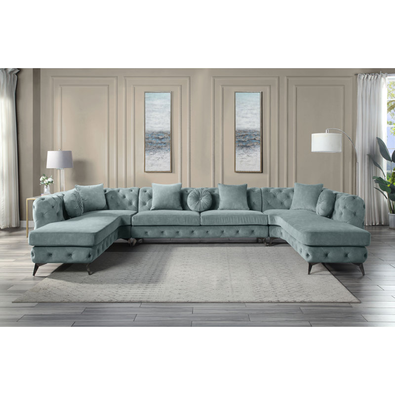 Canapé modulaire capitonné avec 7 coussins Hezekiah