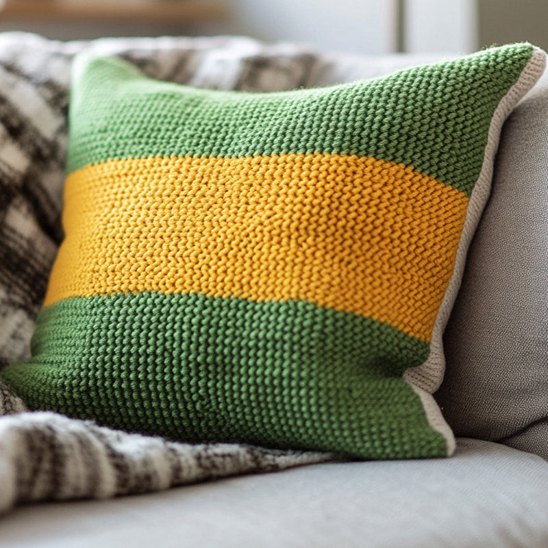 Coussin contrastant à rayures