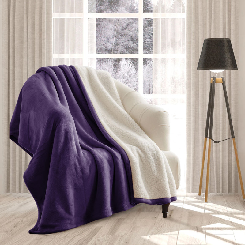 Couverture en molleton ultra doux Sherpa - réversible, chaude et moelleuse - lavable à la machine, Simple (60 po x 80 po)