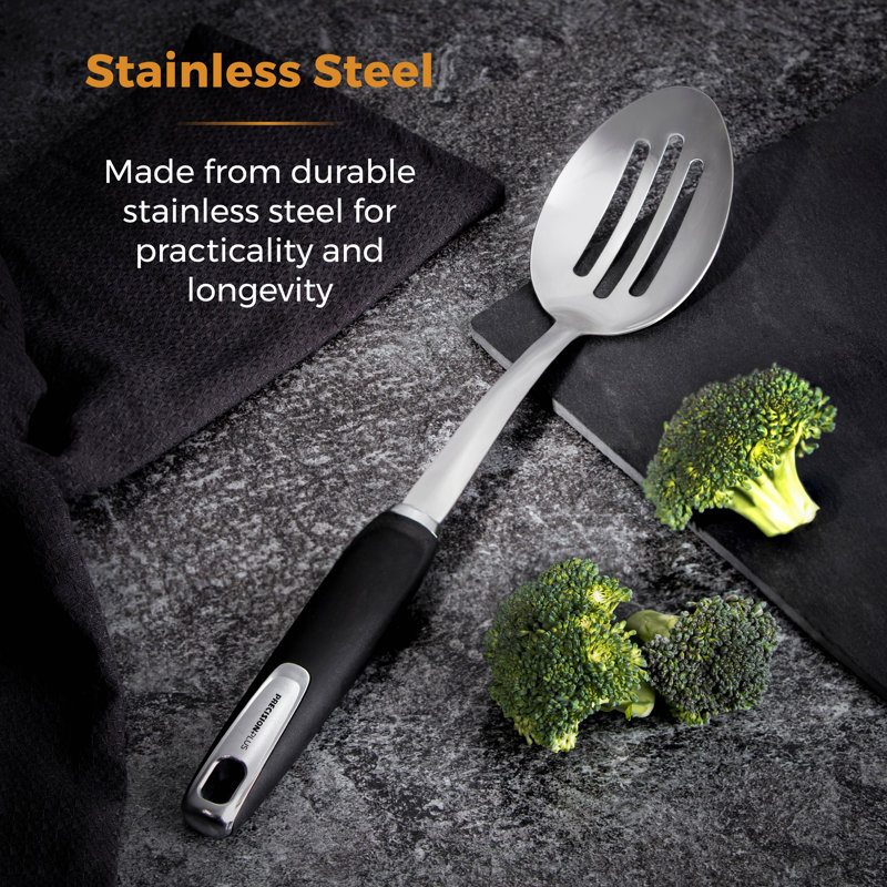 Tower T832189 Precision Plus Slotted Spoon with Softtex Handle and Hanging Loop, BPA Free, Stainless Steel