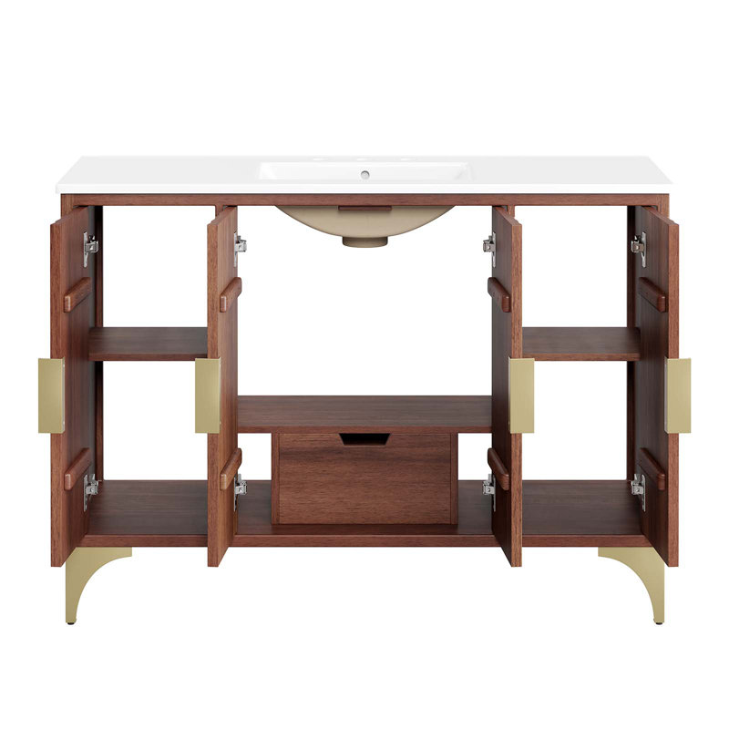 Daylight 48" Single Sink White Walnut Mango Wood Bathroom Vanity