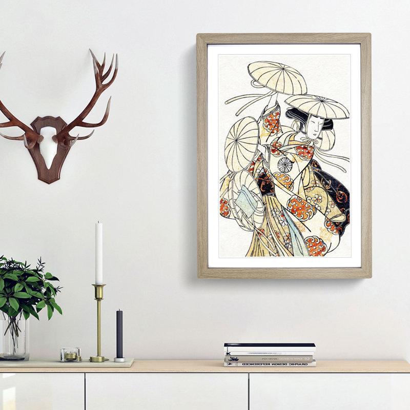 Dancer by Katsukawa Shunsho - Picture Frame Painting Print, 65cm H x 48cm W x 2cm D, Oak Framed