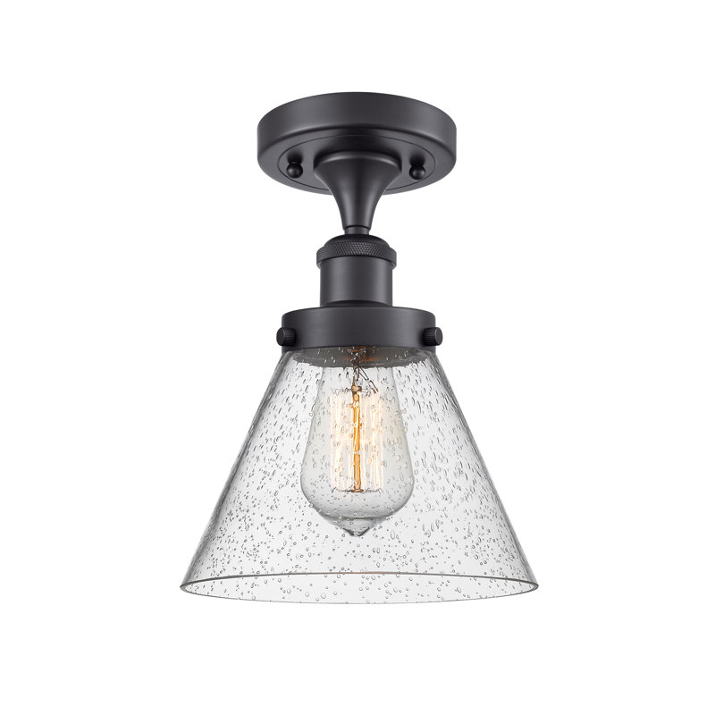Gwinnett Glass Semi Flush Mount, Matte Black, No Bulb Included, Seedy
