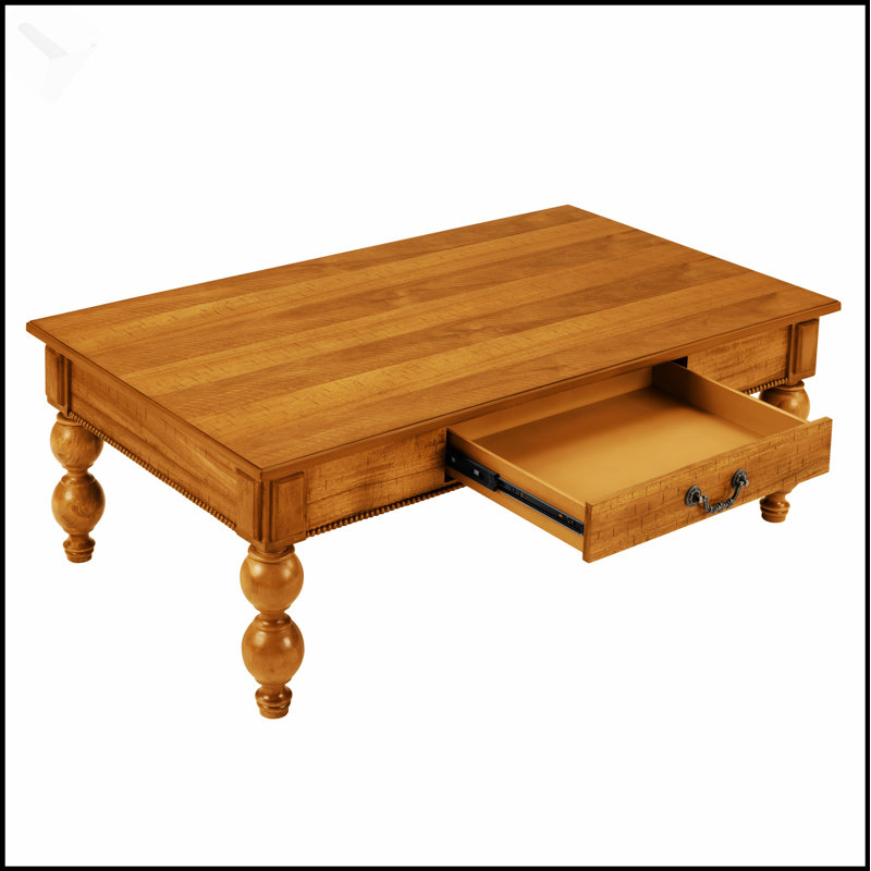 Table basse vintage rétro en bois avec rangement, pieds en bois massif en forme de gourde pour un décor de salon rustique, assemblage sans outils