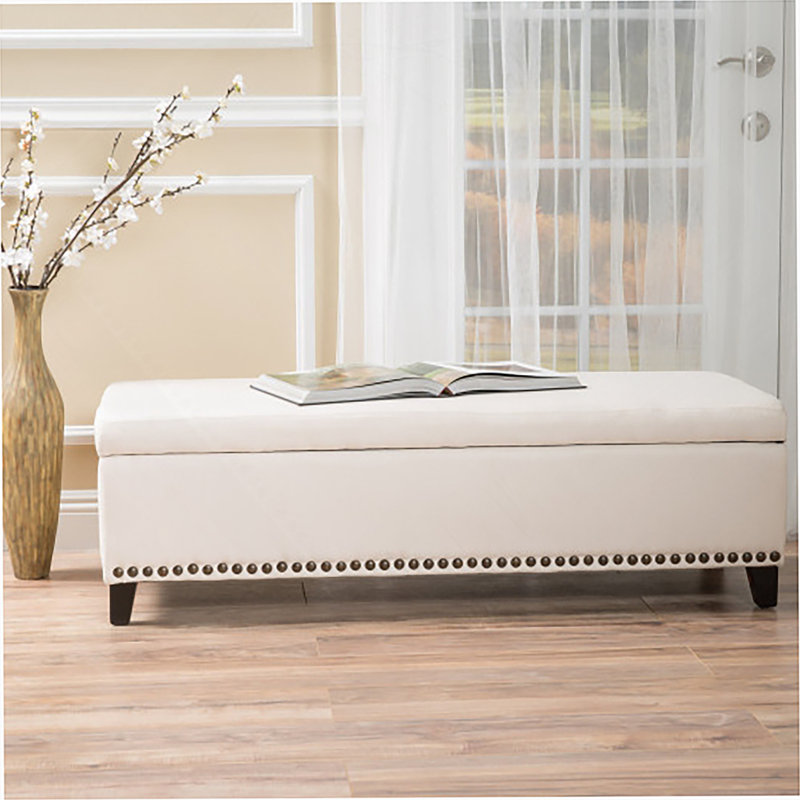 Repose-pieds avec rangement, banc de rangement avec charnière de sécurité, repose-pieds capitonné en lin pour le salon, le vestibule, le couloir et le repose-pieds