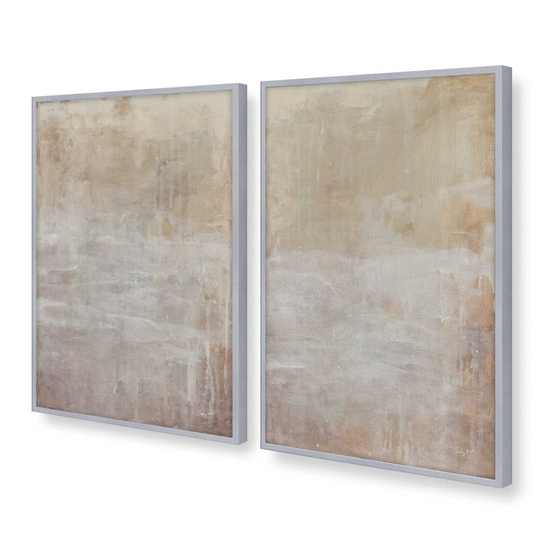 Ensemble de 2 imprimés calmes et nuages crème, 30 po x 20 po, Impression encadrée, Chrome poli