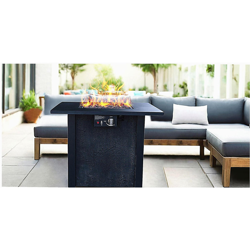 Outdoor Patio Propane Gas Fire Pit Table - 50,000 Btu High Temperature Corrosion-resistant Engraving Process, Eco-friendly Materials with Carbon Particle Effect