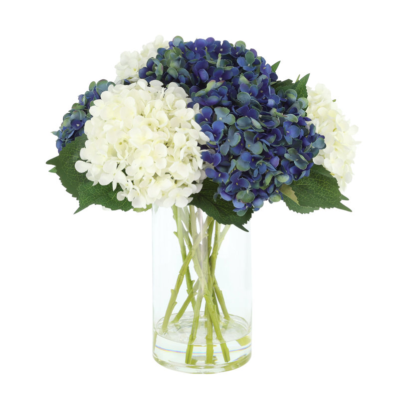 Arrangement floral d'hortensia, Bleu / blanc