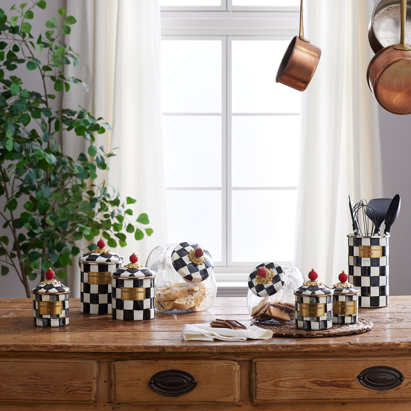 Sweets Jar with Courtly Check Enamel Lid