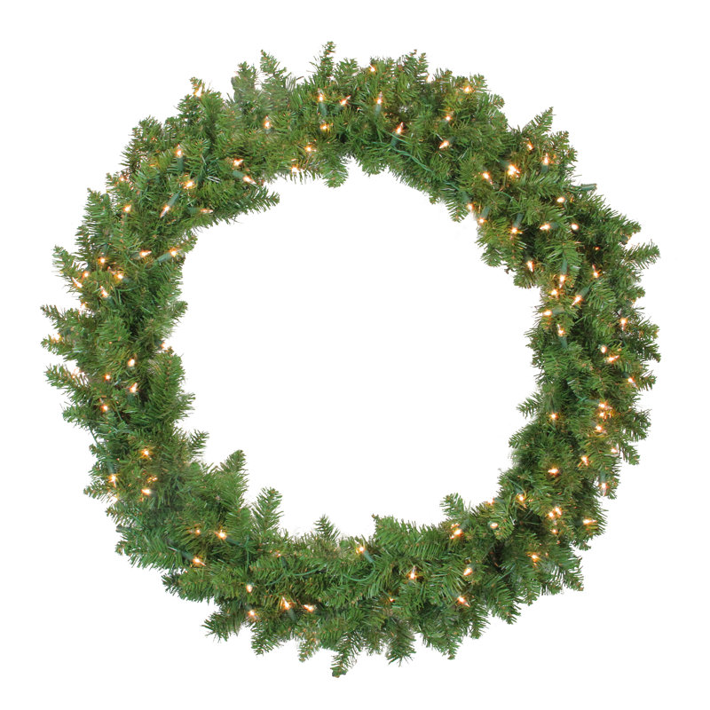 Pre-Lit Northern Pine Artificial Christmas Wreath, Clear, 36"