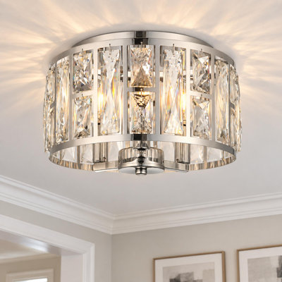     Plafonnier encastré moderne en cristal 3 lumières 12 po 12 po