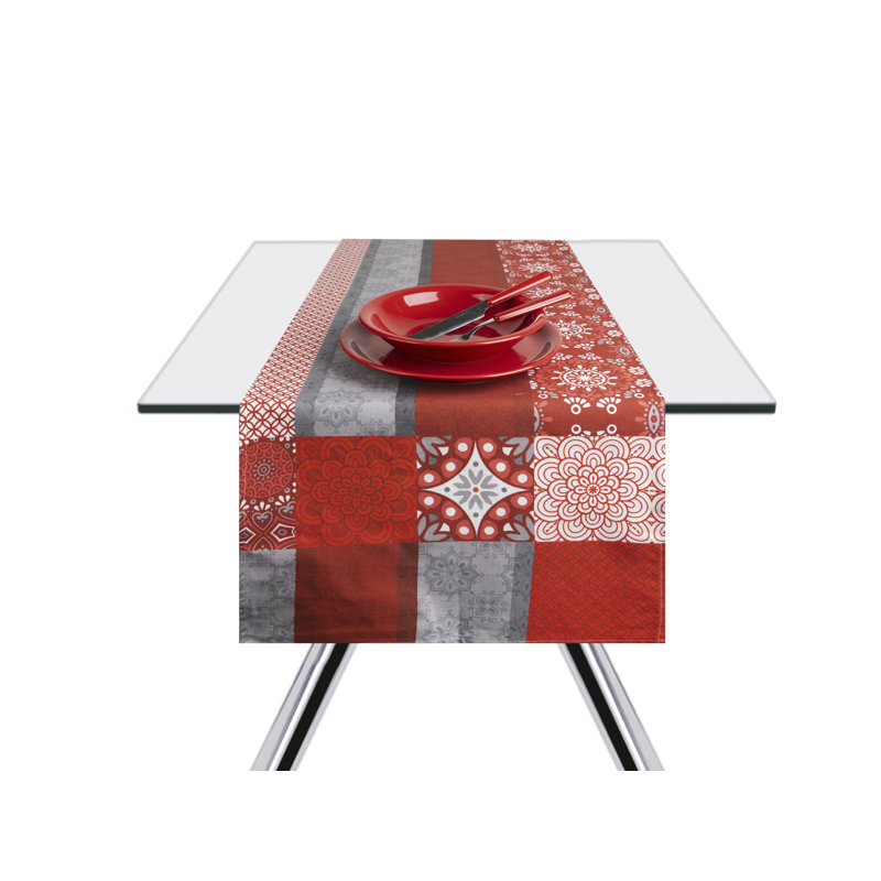 Mandala Red Rectangle No Pattern And Not Solid Colour Table Runner