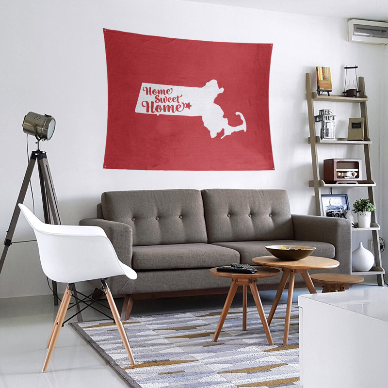 Tapisserie murale Home Sweet Worcester, H 27,5 po x l 37,5 po, Rouge