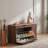 2-Tier Adjustable Shoe Cabinet,Upholstered Shoe Storage Bench With Cabinet-2052386747