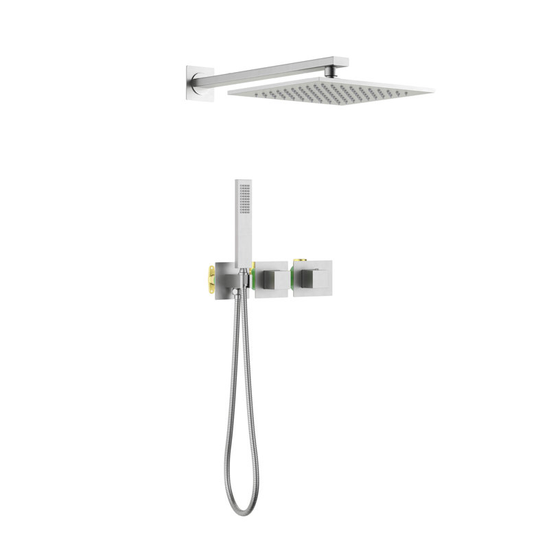 Thermostatic Complete Shower System with Rough in-Valve, Brushed Nickel
