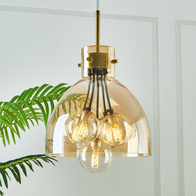 Luminaire suspendu en forme de globe doré à hauteur réglable avec lustre en verre pour îlot de cuisine dans la salle à manger (paquet de 1)