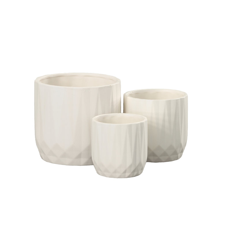 Pot rond en céramique blanc mat