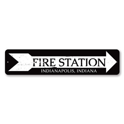 Fire Station Arrow Aluminum Sign