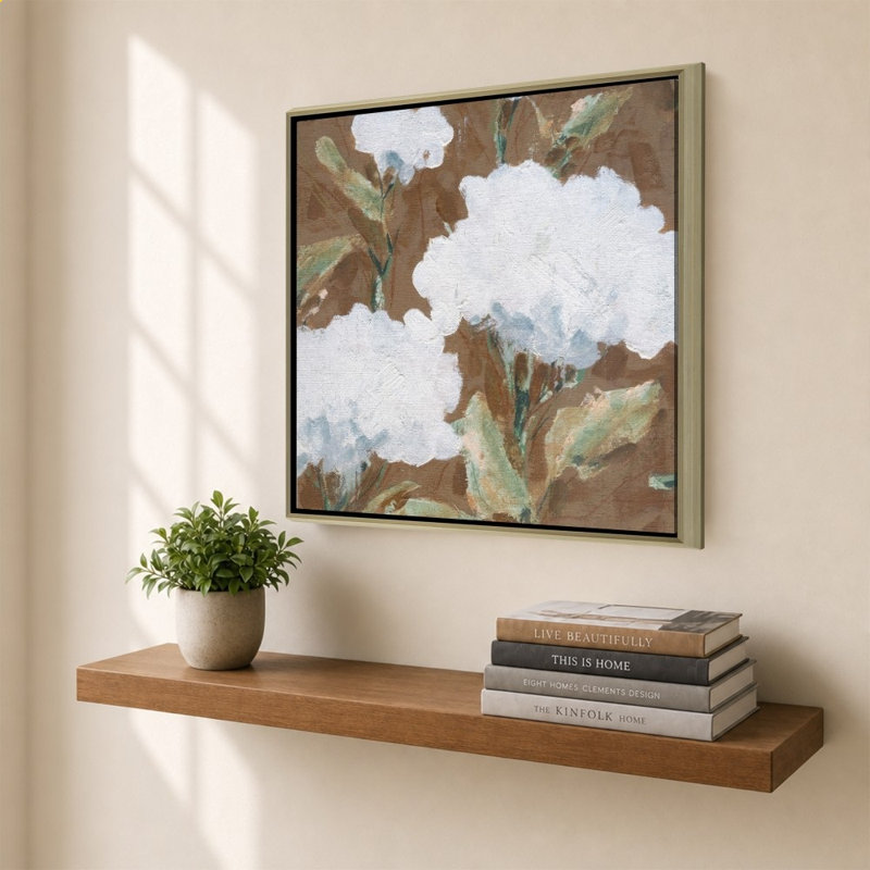 «Mocha Garden II» par Carol Robinson - Impression sur toile, 40" H x 40" W, Champagne