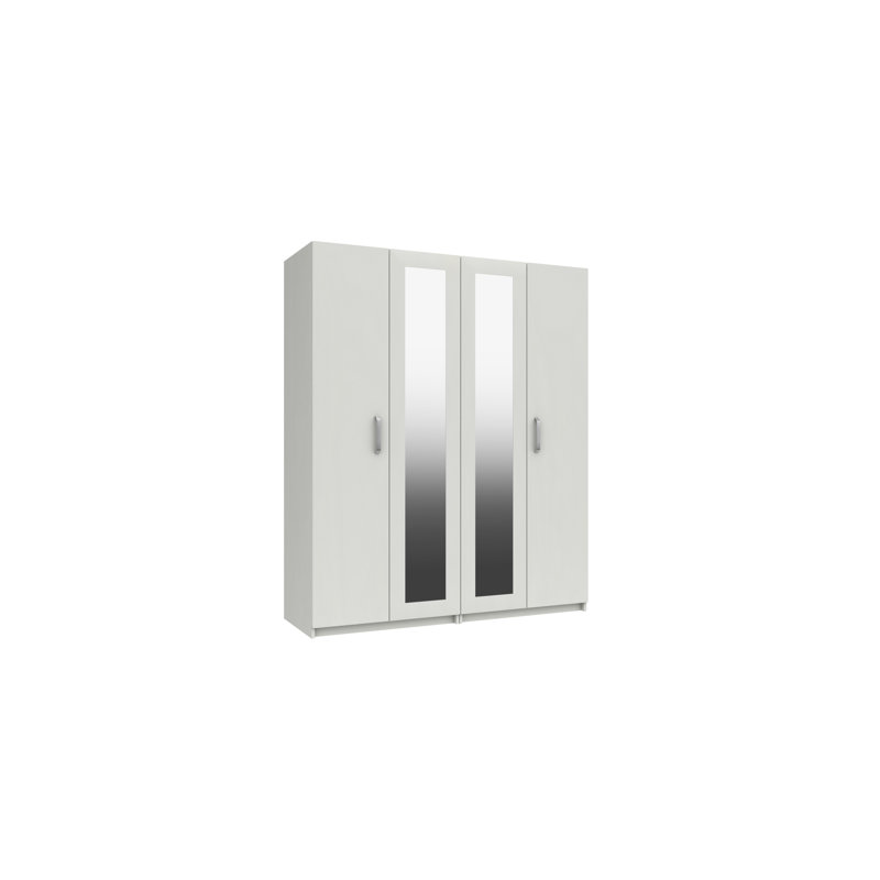 Narvaez 4 Door Manufactured Wood Wardrobe, White Gloss