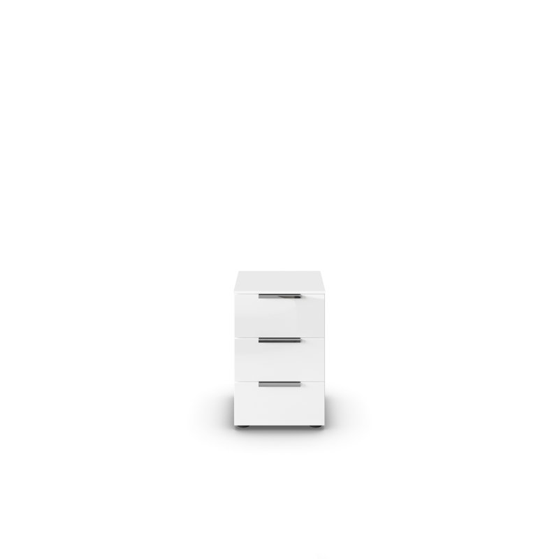 Manufactured Wood Bedside Table, Alpine White/White Glass/Chrome