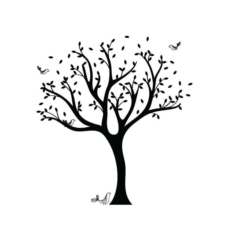 Décalcomanie murale arbre tweet, Noir