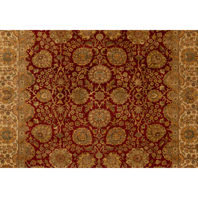 Tapis rouge et crème noué à la main de haute qualité