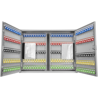 Boîte de serrure grise réglable 400 clés - Armoire numérique en acier pour rangement de clés protégé Étiquettes colorées prêtes à être fixées au mur pour une gestion rapide