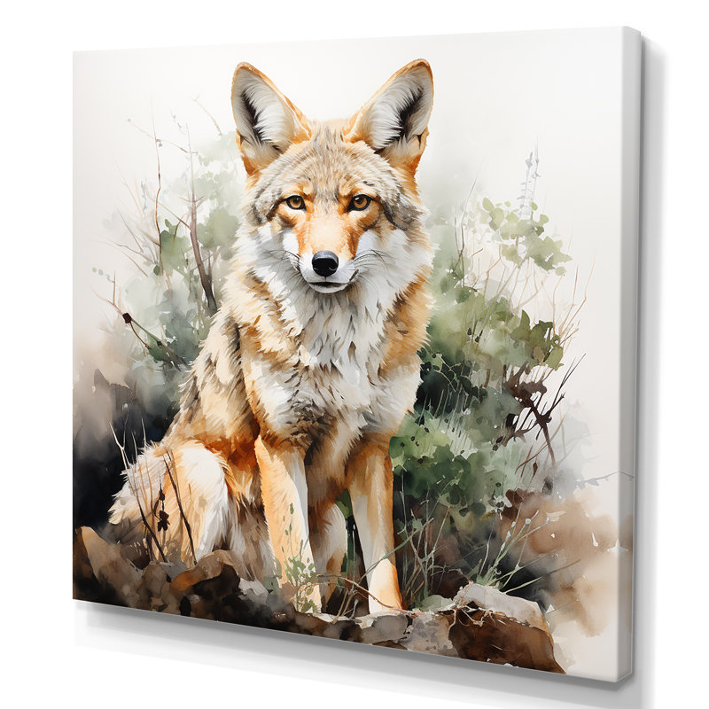 Art mural fantaisiste «Coyote III» - Coyote, Toile tendue, H 16 po x l 16 po x P 1 po