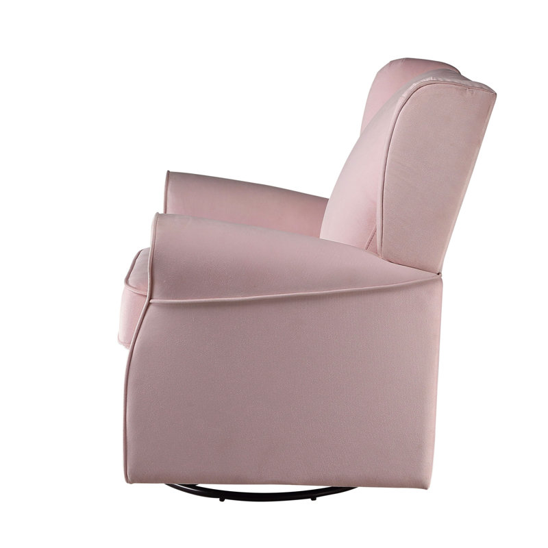 Élégante chaise rose avec housse amovible et garniture cloutée - pour le salon, planeur polyvalent qui s'adapte à l'espace