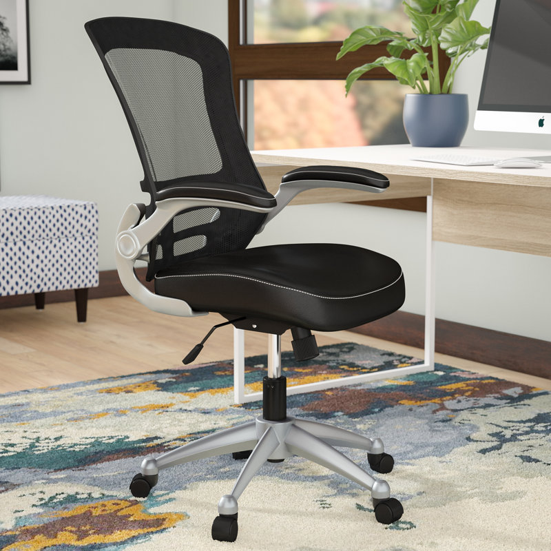 Modway Porch & Den Williamsburg Mesh Back and Leatherette Seat Office Chair, Black