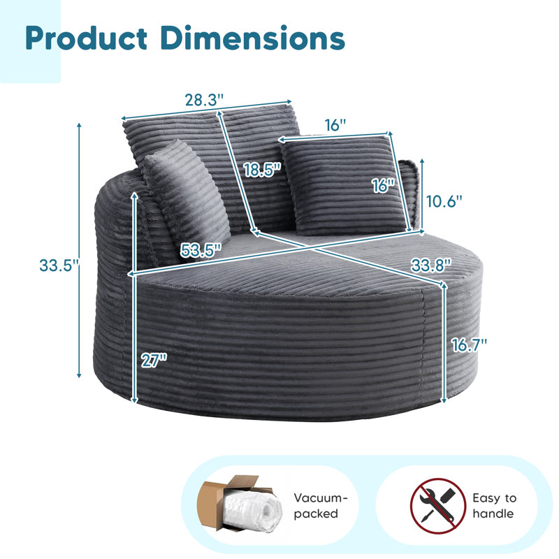 Chaise longue 53 po, Gris