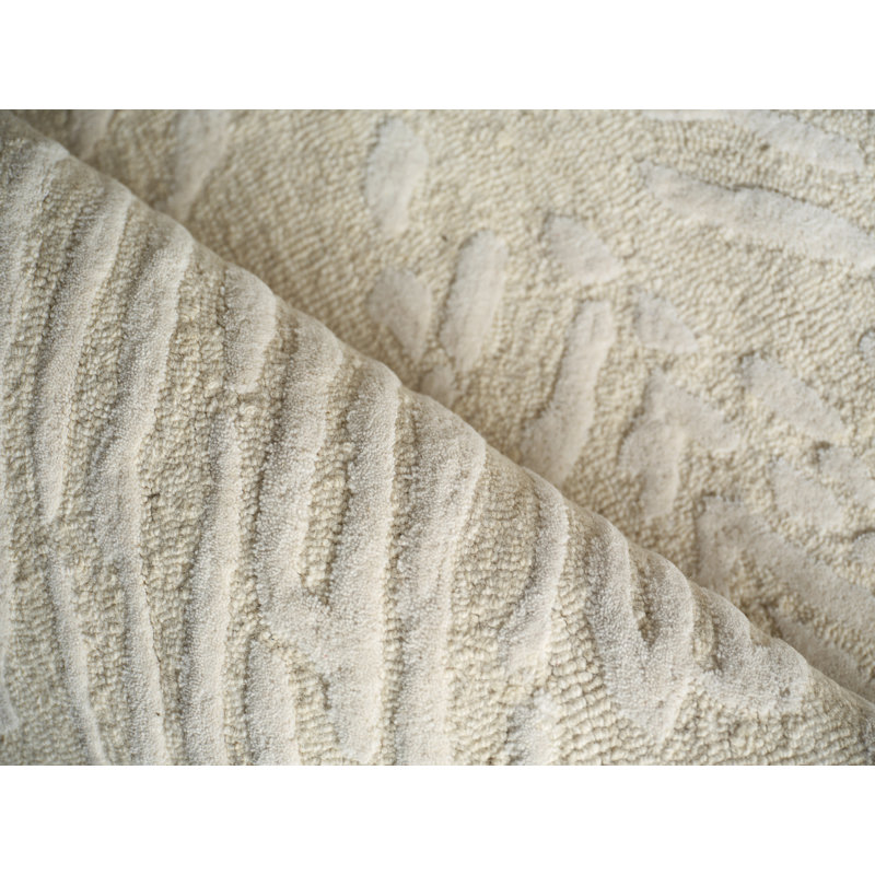 Entro Handmade New Zealand Wool Cream/Ivory Area Rug, Rectangle 9' x 12'