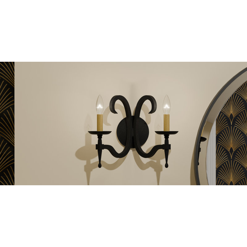 Janci 2-Light Earth Black Wall Sconce