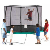 SkyBound Trampoline Safety Enclosure Net ,Fits 14' Round Frame,Using 4 Enclosure Poles and Top Ring Enclosure Style