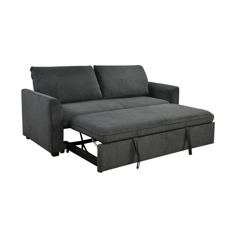 Causeuse-lit futon avec dossier réglable Sriram, Gris foncé