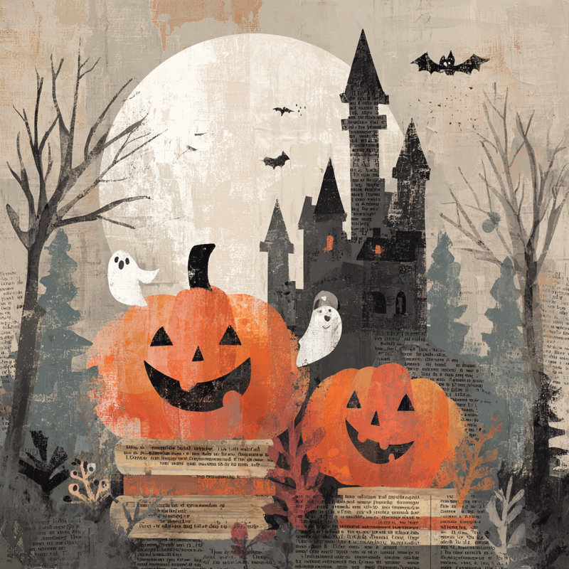 Art mural sur toile Haunted Pumpkin Night, H 20 po x l 20 po