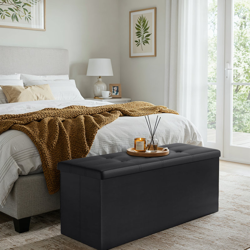 Banc de rangement avec repose-pieds 43 pouces