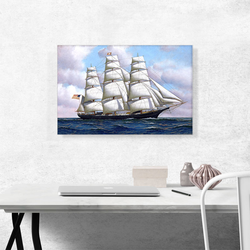 " Flying Cloud 1913 " by Antonio Jacobsen, 18" H x 26" W x 0.75" D