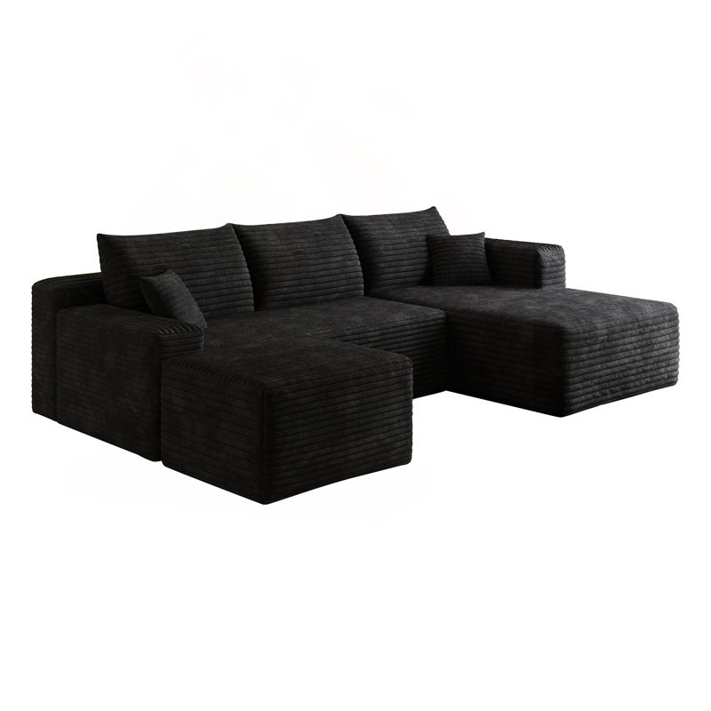 Canapé modulaire 95 "avec repose-pieds Cloud, Black